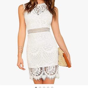 Elegant lace floral white dress